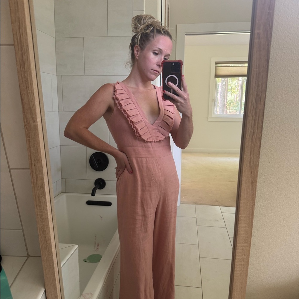 Alexis Ruffled Peach Jumpsuit